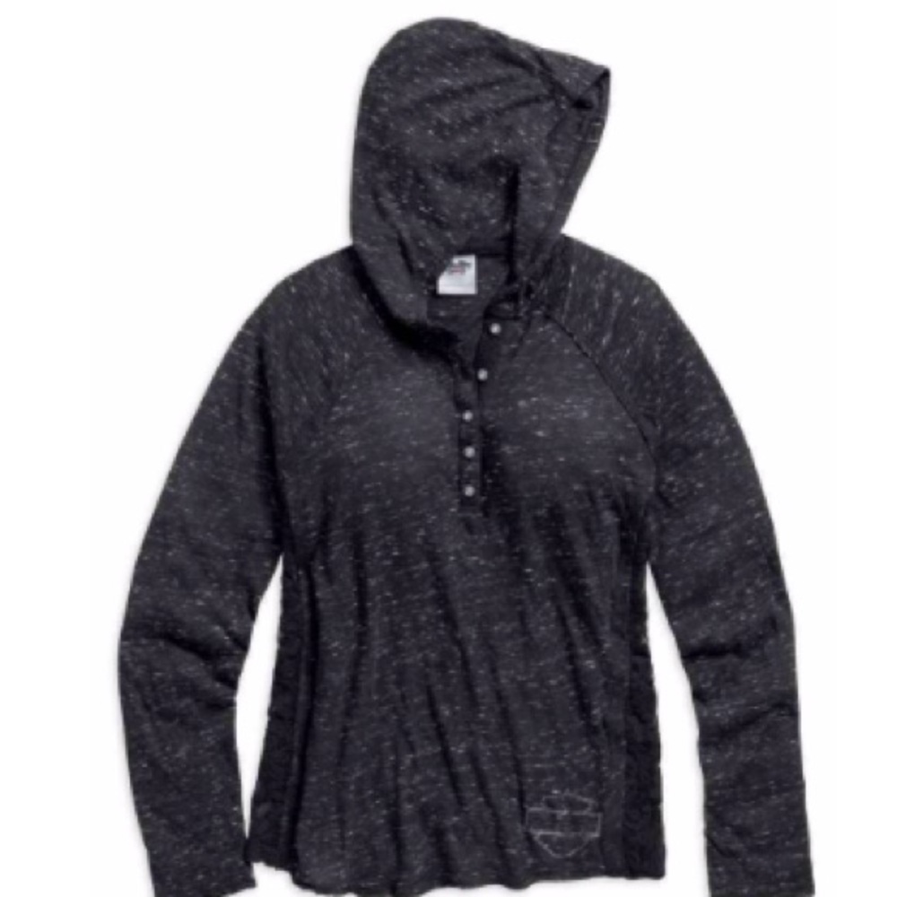 Harley-Davidson®Lace Accent Hooded Henley Shirt